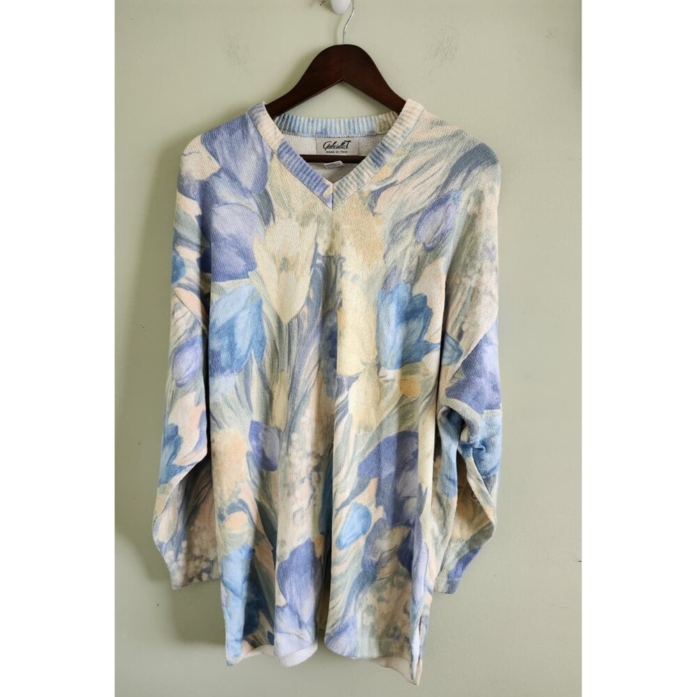 Vintage Gabriella Cardigan cotton Blend Women2x Cream Blur Boxy Grannycore ITALY